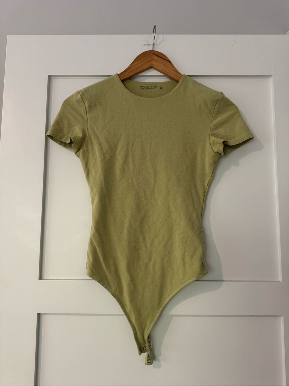 Abercrombie & Fitch Light Olive Crew Neck Short Sleeve Bodysuit